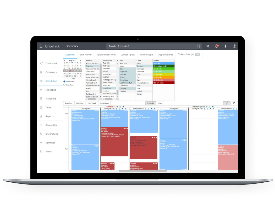 briostack scheduling screenshot in laptop