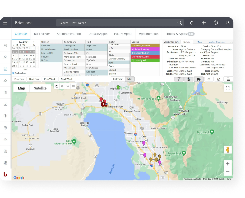 briostack lawn software routes screenshot